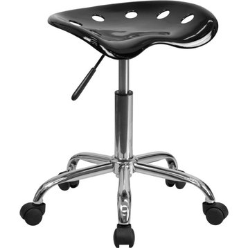 Flash Furniture Vibrant Black Tractor Seat And Chrome Stool