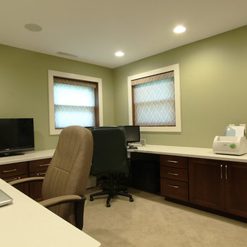 Two person built in desk with lots of storage