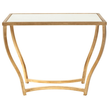 Culven Glass Top Gold Foil Accent Table White/Gold