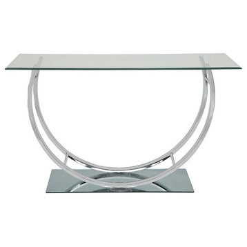 Coaster Contemporary U-Shaped Glass Top Sofa Table in Chrome