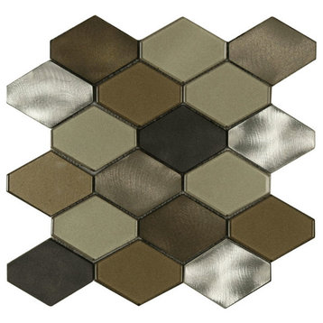 Mosaic Tile Victoria Metals Blend Large Hexy Floor Wall Glass Metal Shower Bath,
