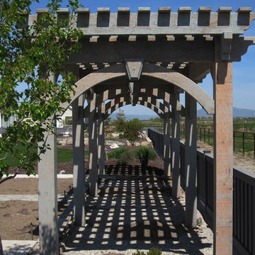 Timber Frame Trellis Garden Arbor Installed For Garden