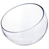 Glass Slant Cut Bubble Bowl H-9.5" W-11" Slanted Globe Bowl Terrarium, H-9.5", D-11", 1 Piece