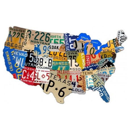 License Plate USA Metal Sign