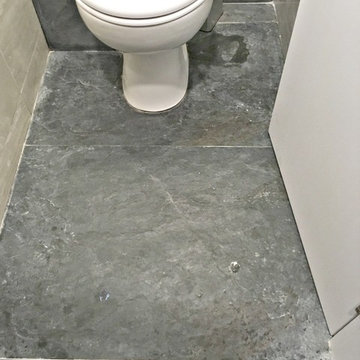see that metal strip? newly created shower follows it