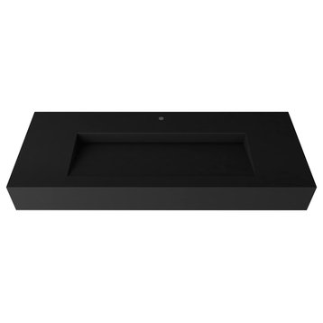 Pyramid Solid Surface Bathroom Vanity Top, Black, 48", Standard