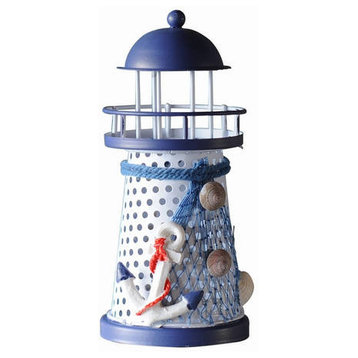 LED Lighted Decorative Metal Lighthouse with Anchor 6''
