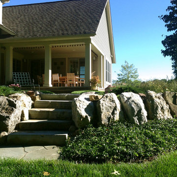 Sandstone Steps with Boulder Retaining Wall
