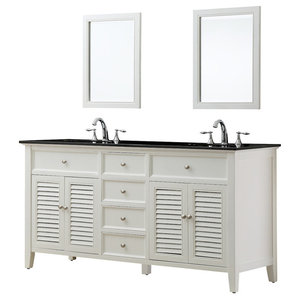 Shutter 70 White Vanity Black Granite Top Transitional Bathroom Vanities And Sink Consoles By Direct Vanity Sink Houzz