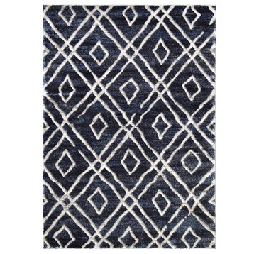 Pacific Winslet Navy Contemporary Area Rug, 5'3"x7'3"