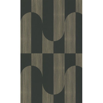 Retro Funky Geometric Wallpaper, Black, Double Roll
