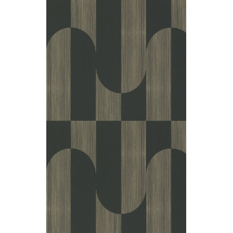 Retro Funky Geometric Wallpaper, Black, Double Roll