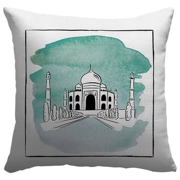 "Taj Mahal - Brushstroke Buildings" Pillow 20"x20"