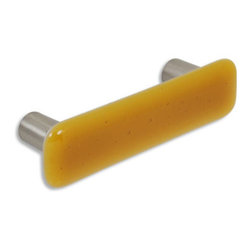 CKP - Art Glass Pull, Medium Amber, Dull Brushed Nickel Base - Cabinet And Drawer Handle Pulls