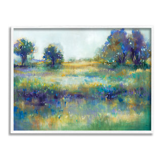 Wetland Watercolor Landscape Abstract Blue Green Painting, 30