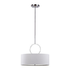 Safavieh Debonair 3-Light Chrome Ring 18" Diameter Drum Adjustable Pendant