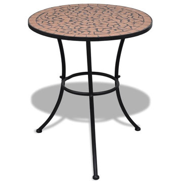 vidaXL Bistro Table Outdoor Side Table Garden Mosaic Table Ceramic Terracotta