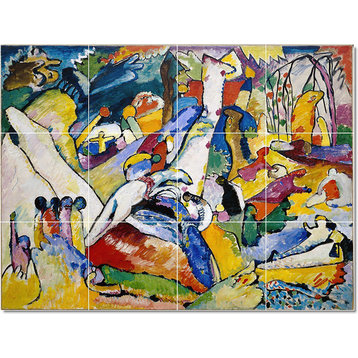 Wassily Kandinsky Abstract Painting Ceramic Tile Mural #61, 48"x36"