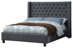 Ashton Linen Bed, Gray, King