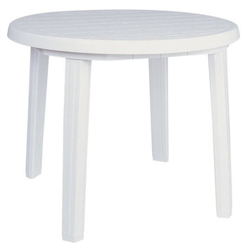 Atlin Designs 36" Round Resin Patio Dining Table in White