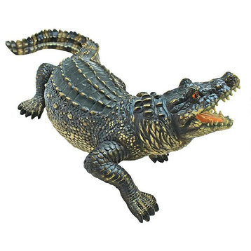 25"W Tropical Alligator Crocodile Statue Scultpture