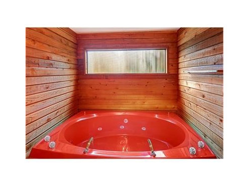 Get creative! HUGE red tub...need shower here...cheap!