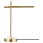 Globe Electric - Novogratz x Globe West 15" Matte Brass LED Integrated Desk Lamp Dimmer Switch - The simple design of the Novogratz x Globe West Desk Lamp is elevated by a matte brass finish and a clean, modern style. The integrated LED lamp head pivots up and down, from side to side and can be placed into a vertical position, so you can direct light where you need it most while the rotary switch lets you choose the amount of light for any situation. Seamlessly blending form, function and style while creating a statement, this light looks stunning in an office, living room or den. Decorate with the Novogratz and Globe Electric - lighting made easy.
