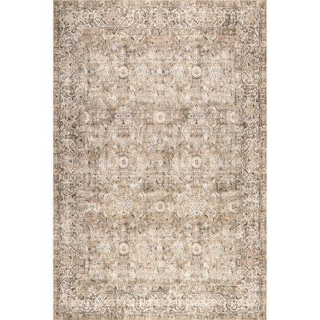 Nuloom Hillstone Traditional Vintage Medallion Rug, Dark Beige 5' x 8'