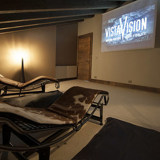 Home theater - rustic home theater idea in Grenoble