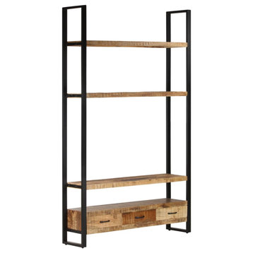 vidaXL Cabinet Bookcase with Shelves for Home Kitchen Solid Rough Wood Mango