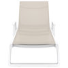Tropic Arm Sling Chaise Lounge, Set of 2, White Frame Taupe Sling