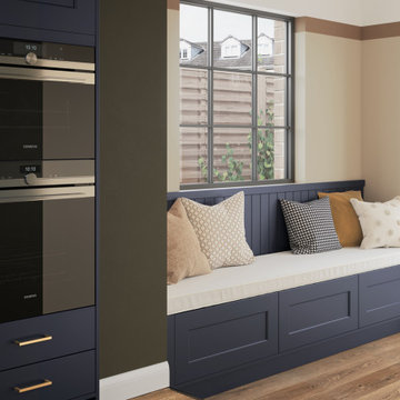 Blue shaker cabinets