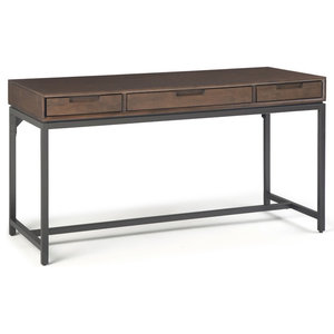 Baxton Studio Idabel Dark Brown Wood Modern Desk With Glass Top