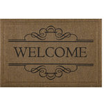 Mohawk Home - Mohawk Home Elite Scroll Welcome Door Mat - Welcome your guests with the inviting charm of this doormat adorned with an elegant script design. Ideal for outdoor entryways, these resilient doormats offer dependable durability for use in high traffic spaces and areas exposed to the elements. The subtly textured polyester surface design has excellent scraping and wiping properties to help remove dirt, debris, and absorb water from the bottom of shoes before it is tracked indoors. Mohawk Home doormats are backed with 100% recycled rubber, one of the largest and most hazardous types of post-consumer waste, giving the material a new life as a multifunctional entryway accent for any household.