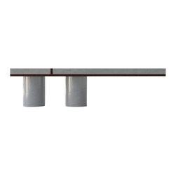Vertex Concrete - Concrete Kitsugi Bench Indoor/Outdoor Slab Design, Off-White - Outdoor Benches