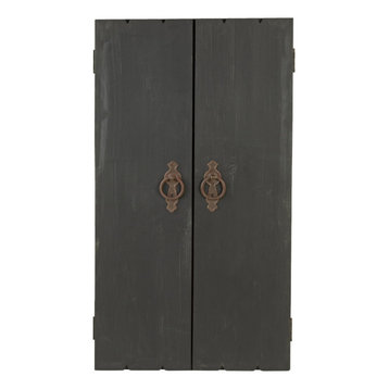 43.5"H Wall Jewelry Armoire, Distressed Black