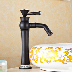 Brass Antique Black Bronze Bathroom Sink Tap Mixer Porcelain Tap TA3055H - Bathroom Sink Faucets