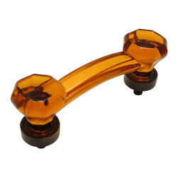 Cosmas - Cosmas 6397ORB-A Oil Rubbed Bronze With Amber Glass Cabinet Cup Pull - Cabinet And Drawer Handle Pulls
