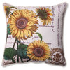 Three Sunflowers Beige Corded Throw Pillow