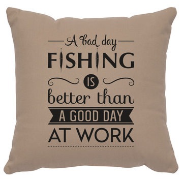 Image Pillow 16x16 Fishing Day Cotton Alabaster