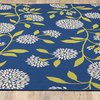 Coronado Indoor and Outdoor Floral Blue and Green Rug, 5'3"x7'6"