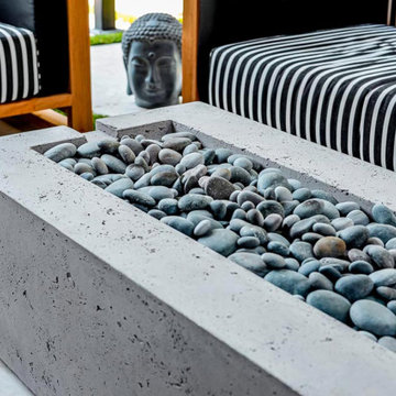 Outdoor Firepit with Retractable Pergola & Flagstone