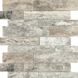 Pietra Art Marble Silver Veincut Polished Ceramic Tile Random Stack Mosaic - Wall And Floor Tile
