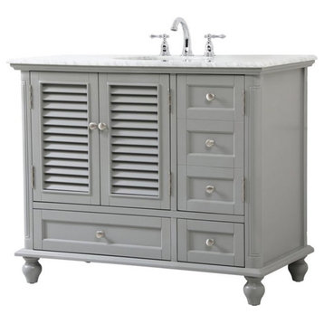 Elegant Decor Rhodes 42" Coastal Solid Wood Single Bathroom Vanity in Gray
