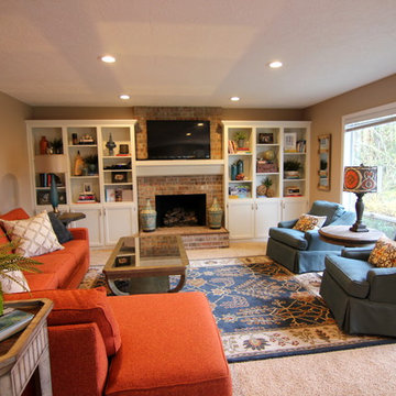 Vancouver Transitional Blue/Orange Living Room