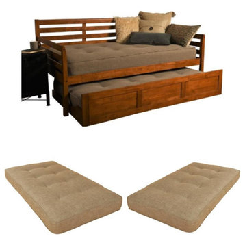 Home Square 3-Piece Set with 2 Daybed Mattresses and Daybed in Barbados Brown