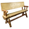 Glacier Country Half Log Bench with Back & Arms, Exterior Stain Finish, 5 ft.
