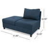 GDF Studio Kama Chaise 4-Seater Storage Fabric Sectional Set, Navy Blue/Black
