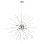 Livex Lighting - Uptown 8 Light Brushed Nickel Large Foyer Chandelier - The Uptown large eight light pendant chandelier will become an attention-grabbing feature in your modern home decor. The brushed nickel finish graces the design with elegance and charm, providing a traditional quality to the appearance. The acid etched rods gives the pendant chandelier a sleek and attractive style.