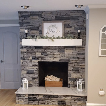 Northern Slate Stacked Stone DIY Fireplace